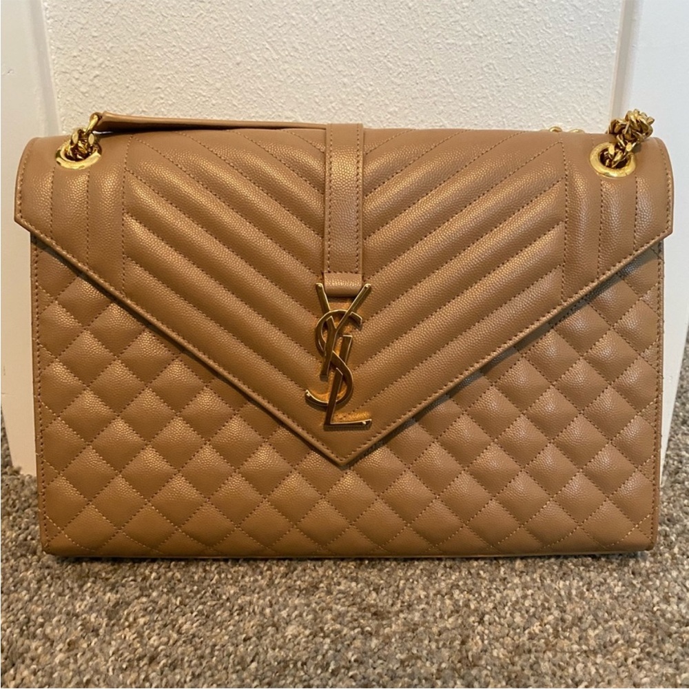 YSL ENVELOPE LARGE BAG MATELASSE GRAIN DE POUDRE EMBOSSED LEATHER